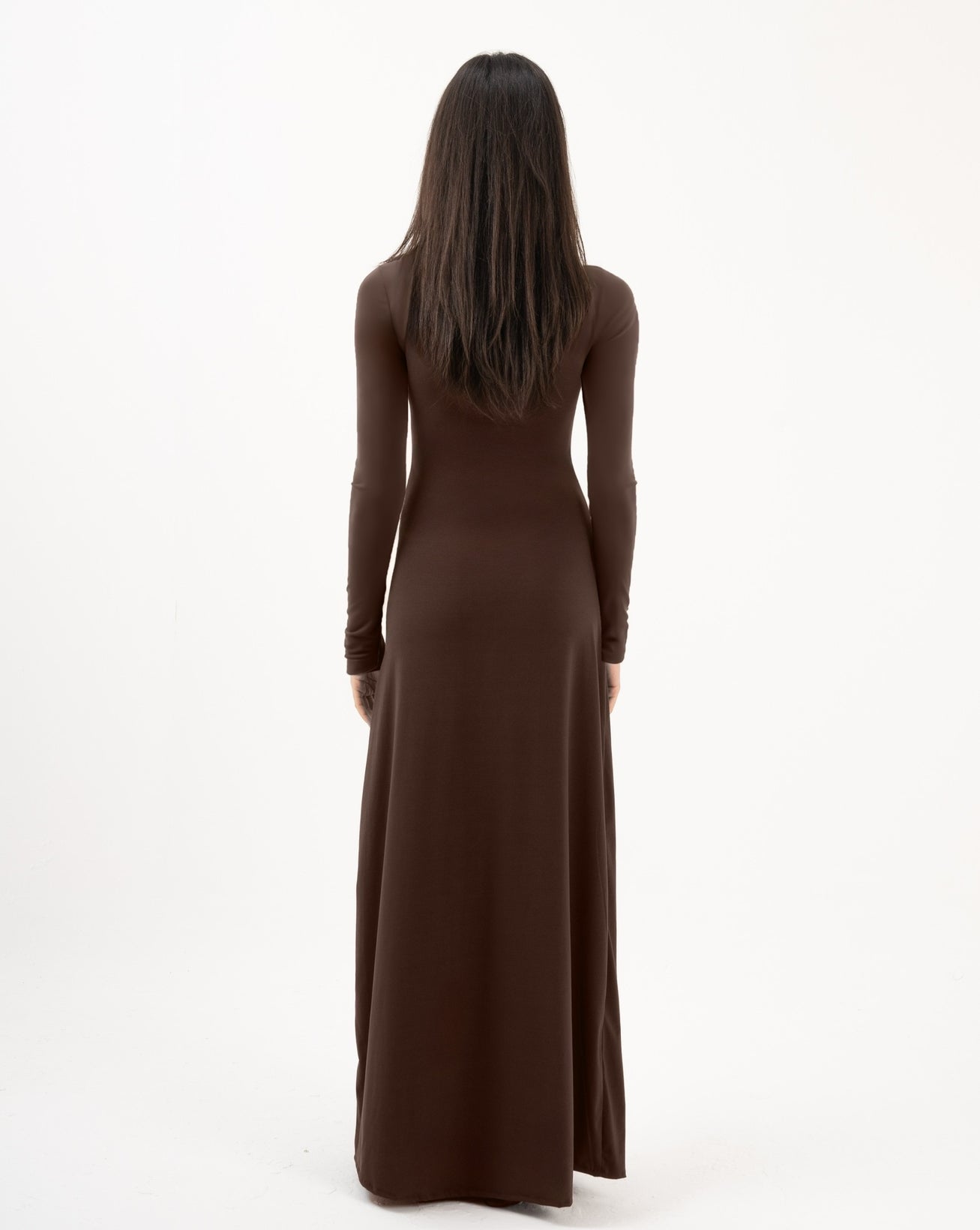 Miroir Maxi Asymmetric Neck Dress Brown