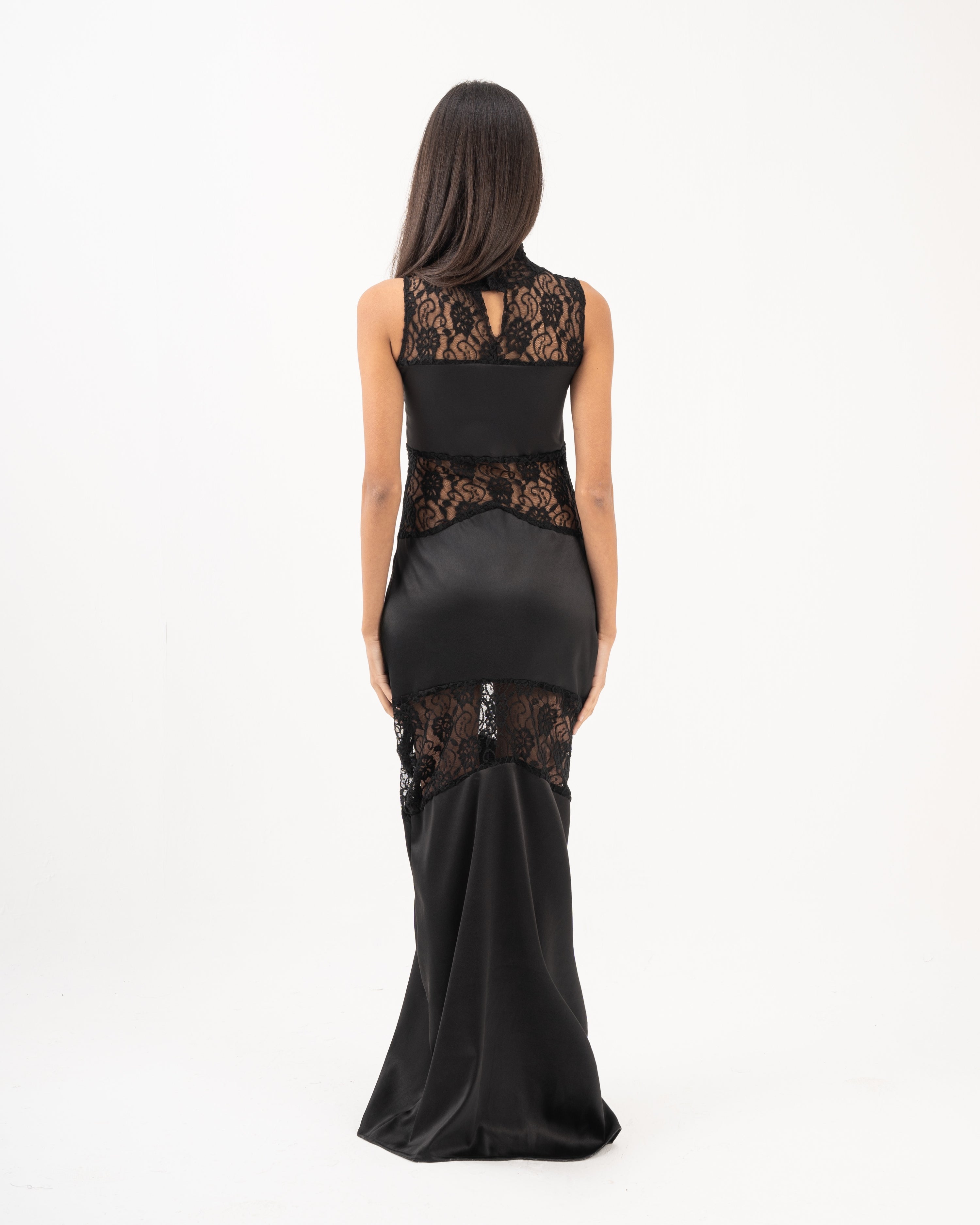 Fleur Satin Lace Maxi Dress